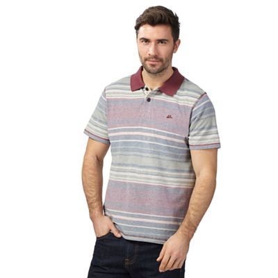 Red variegated striped polo shirt